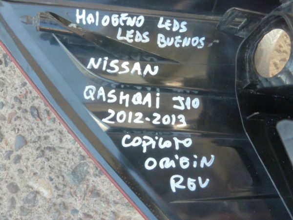 Foco nissan qashqai j10 2012 2013  trasero copiloto daños - Imagen 3
